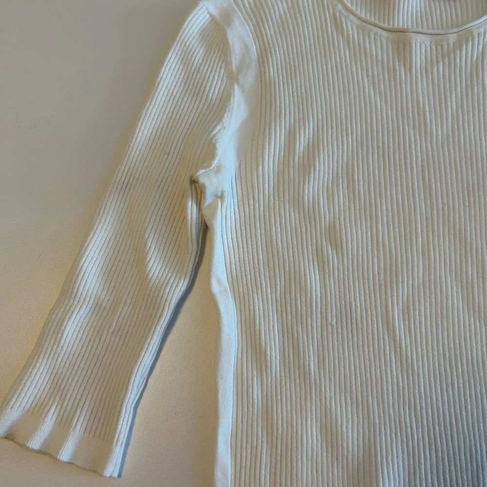 Vince Cream Ribbed Knit Top - Picture 3 of 9